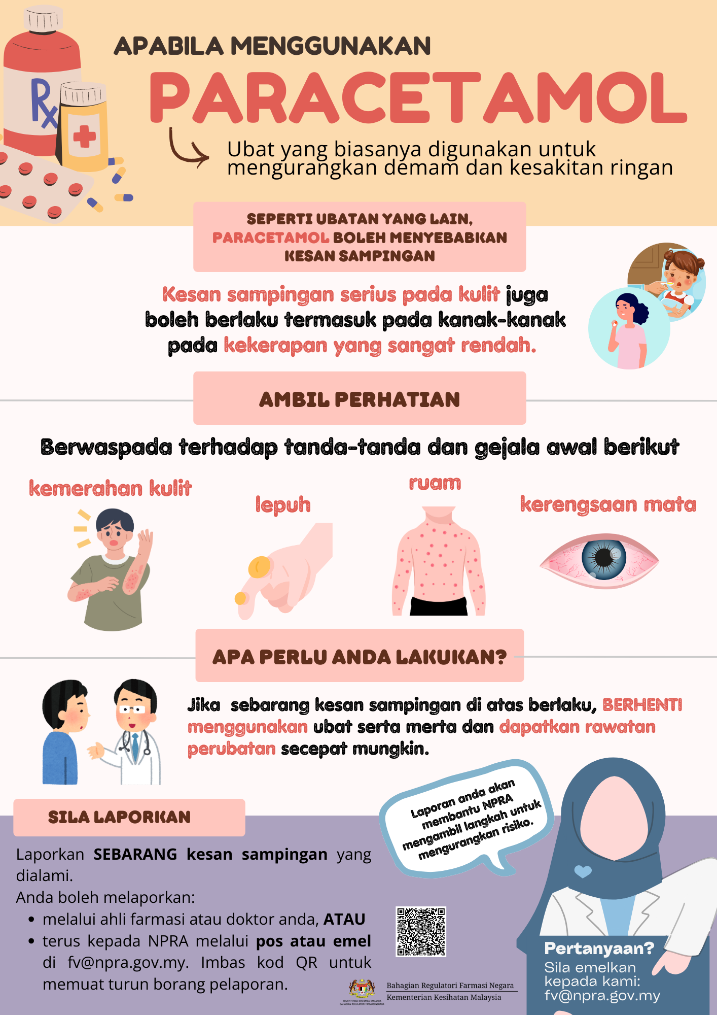 Infografik untuk Pengguna_Reaksi Alahan Kulit Susulan Penggunaan Ubat Paracetamol